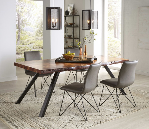 Reese - Live Edge Solid Wood Metal Leg Dining Table - Natural Acacia