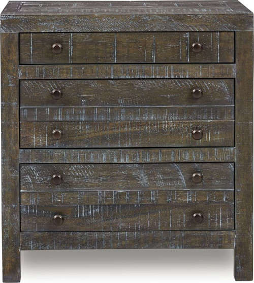 Townsend - Solid Wood Three Drawer Nighstand - Gunmetal