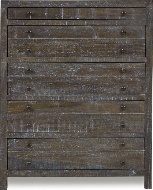Townsend - Solid Wood Five Drawer Chest - Gunmetal (2024)