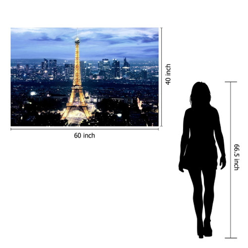 Floating Tempered Glass With Foil Eiffel Tower - Blue