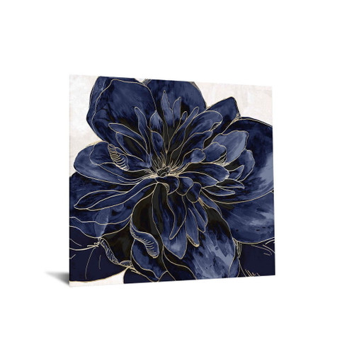 Floating Tempered Glass With Foil Open Peony - Blue