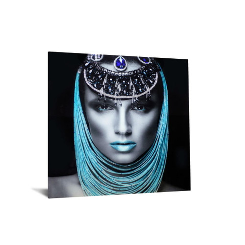 Temp Glass With Foil & Rhinestones - Lady Pharaoh - Blue