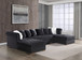 Aria Black U Shaped Sectional in Velvet by Happy Homes