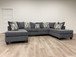 Amara 3pcs U Shaped Sectional in Chenille by Happy Homes