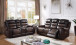 Glendale Power Reclining Living Room Set in 2 Tone Brown with Top Grain Leather Match NEI-S4440-BR