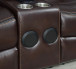 Party Time Brown Reclining Sofa in Leather Gel with Power Motion, Led Lights, Wireless Charger, Bluetooth & USB Charger NEI-S2020-Brown