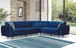 Ace 2pcs. Blue Sectional in Velvet by New Era Furniture