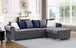 Milan 2Pcs Chaise Sectional in Velvet with Silver Legs by New Era Furniture