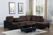 Park Place Brown Sectional in Fabric with Black Faux Leather with Ottoman by New Era Furniture