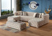 Polo U Shaped Sectional in Velvet with Silver Legs by Polaris Furniture