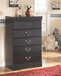 Huey Vineyard - Black - Five Drawer Chest