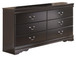 Huey Vineyard - Black - Six Drawer Dresser