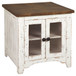 Wystfield - Rectangular End Table - 2 Doors - White / Brown
