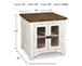 Wystfield - Rectangular End Table - 2 Doors - White / Brown