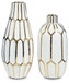 Mohsen - Vase Set (Set of 2) - Gold Finish / White