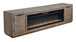 Krystanza - Weathered Gray - TV Stand With Wide Fireplace Insert