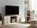 Willowton - 2 Pc. - TV Stand with Faux Firebrick Fireplace Insert - Whitewash