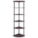 Bonwick - 5-Shelf Corner Bookshelf - Cappuccino