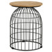 Bernardo - Round Accent Table With Bird Cage Base - Natural And Gunmetal