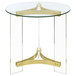 Janessa - Round Glass Top End Table With Acrylic Legs - Clear And Matte Brass