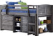 Twin Louver Modular Low Loft Bed Twin Size in Antique Gray Configuration A 790-AAG/BAG/CAG/DAG