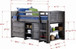 Twin Louver Modular Low Loft Bed Twin Size in Antique Gray Configuration B 790-AAG/BAG/DAG/EAG