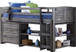 Twin Louver Modular Low Loft Bed Twin Size in Antique Gray Configuration B 790-AAG/BAG/DAG/EAG