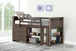 Twin Barn Door Modular Low Loft Bed Twin Size in Brushed Shadow Configuration B 0318A-TBS/0318B-BS/0318D-BS/0318E-BS