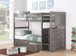 Princeton Stairway Bunkbed Twin over Twin Size in Slate Gray 2204-TTSG, 505-SG, 503-SG