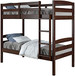 Devon Bunk Bed Twin over Twin Size in Dark Cappuccino 4100-CP, 505-CP, 503-CP