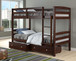 Devon Bunk Bed Twin over Twin Size in Dark Cappuccino 4100-CP, 505-CP, 503-CP