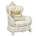 Adara - Chair With 2 Pillows - Pearl White Synthetic Leather & Antique White