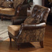 Dreena - Chair With Pillow - Two Tone Brown Synthetic Leather & Chenille Cherry