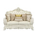 Adara - Loveseat With 5 Pillows - Pearl White Synthetic Leather & Antique White
