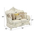 Adara - Loveseat With 5 Pillows - Pearl White Synthetic Leather & Antique White