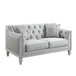 Katia - Loveseat With 2 Pillows - Light Gray Linen & Weathered White