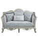Qunsia - Loveseat With 4 Pillows - Light Gray Linen & Champagne