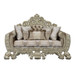 Sorina - Loveseat With 5 Pillows - Velvet, Fabric & Antique Gold