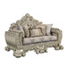 Sorina - Loveseat With 5 Pillows - Velvet, Fabric & Antique Gold