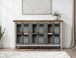 Antique - Glass Console 6 Glass Doors - Multicolor