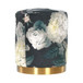 Opal - Floral Velvet Ottoman With Gold Base - Dark Gray