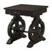 Stone - Chairside Table With PU Base - Dark Walnut