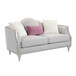 Kasa - Loveseat With 3 Pillows - Beige Linen & Champagne