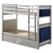 Varian - Twin Over Twin Bunk Bed - Blue Velvet & Silver