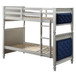 Varian - Twin Over Twin Bunk Bed - Blue Velvet & Silver