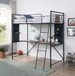 Cordelia - Twin Loft Bed With Desk - Antique Oak, Sandy Black & Dark Bronze Hand-Brushed