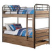 Adams - Twin Over Twin Bunk Bed With Trundle - Antique Oak & Gunmetal