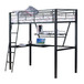 Senon - Twin Loft Bed With Desk - Silver & Black