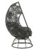 Hikre - Patio Lounge Chair & Side Table - Clear Glass, Charcoal Fabric & Black Wicker