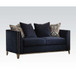 Phaedra - Loveseat With 4 Pillows - Blue Fabric